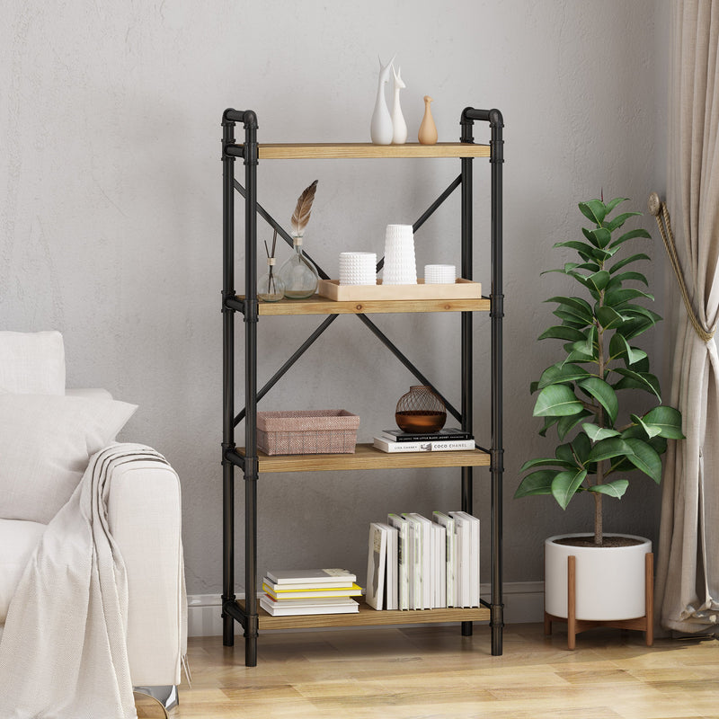 Industrial Pipe Design 4-Shelf Etagere Bookcase - NH802903