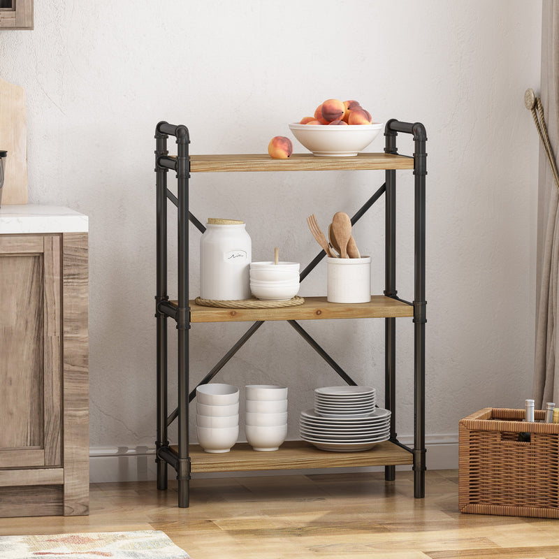 Industrial Pipe Design 3-Shelf Etagere Bookcase - NH012903