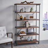 Industrial Design 5-Shelf Etagere Bookcase On Wheels - NH732903