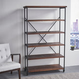 Industrial Design 5-Shelf Etagere Bookcase On Wheels - NH732903