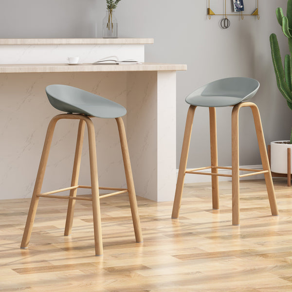 30" Modern Barstool with Iron Legs (Set of 2) - NH259803