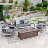Outdoor 4-Seater Aluminum Chat Set with Fire Pit and Tank Holder - NH174603