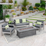 Outdoor 4-Seater Aluminum Chat Set with Fire Pit and Tank Holder - NH174603