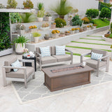 Outdoor 4-Seater Aluminum Chat Set with Fire Pit and Tank Holder - NH174603