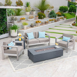 Outdoor 4-Seater Aluminum Chat Set with Fire Pit and Tank Holder - NH964603