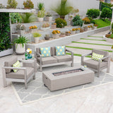 Outdoor 4-Seater Aluminum Chat Set with Fire Pit and Tank Holder - NH964603