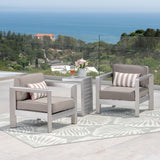 3-piece Outdoor Aluminum Club Chairs with Side Table - NH084603