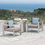 3-piece Outdoor Aluminum Club Chairs with Side Table - NH084603