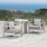 3-piece Outdoor Aluminum Club Chairs with Side Table - NH084603