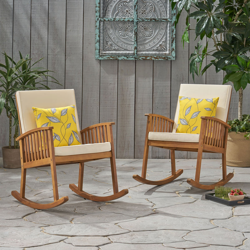 Outdoor Acacia Wood Rocking Chairs (Set of 2) - NH096903