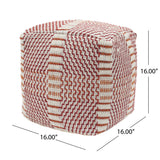 Outdoor Boho Water Resistant 16" Square Ottoman Pouf - NH320803