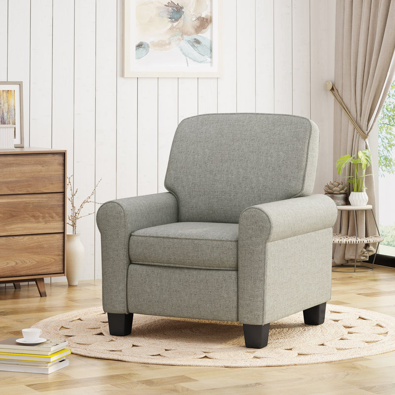 Contemporary Scrolled Arm Upholstered Fabric Club Chair w/ Tonal Piping - NH225703