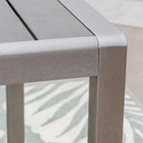 Outdoor Dining Table - Anodized Aluminum - Faux Wood Table Top - Square - Silver and Gray - 35-inch - NH510703