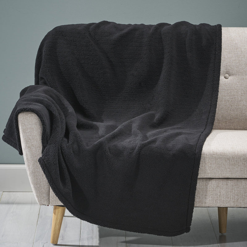 Modern Yarn Throw Blanket, Black - NH304903