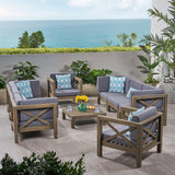 Outdoor 8 Seater Acacia Wood Sofa and Club Chair Set - NH024803
