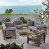 Outdoor 8 Seater Acacia Wood Sofa and Club Chair Set - NH024803