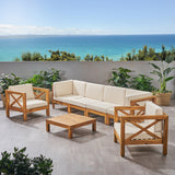 Outdoor 6 Seater Acacia Wood Sofa Chat Set - NH514803