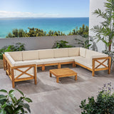 Outdoor 9 Seater Acacia Wood Sectional Sofa Set - NH534803