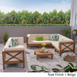 Outdoor Acacia Wood 8 Seater Sectional Sofa Set with Coffee Table - NH237603
