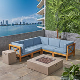 Outdoor Acacia Wood 7-Piece Sectional Sofa Set with Fire Pit - NH917603