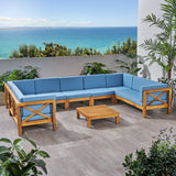 Outdoor 9 Seater Acacia Wood Sectional Sofa Set - NH534803