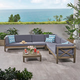 Outdoor 7 Seater Acacia Wood Sectional Sofa Set - NH034803