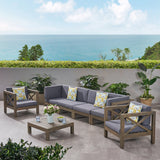 Outdoor 6 Seater Acacia Wood Sofa Chat Set - NH514803