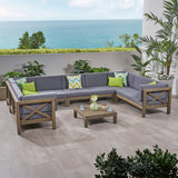 Outdoor 9 Seater Acacia Wood Sectional Sofa Set - NH534803
