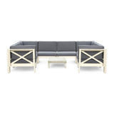 Outdoor 8-Seater Acacia Wood Sectional Sofa Set with Coffee Table - NH047603