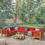 Outdoor 8-Seater Acacia Wood Sectional Sofa Set with Coffee Table - NH047603