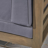 Outdoor Sectional Loveseat Set with Coffee Table - 3-Piece 2-Seater - Acacia Wood - Outdoor Cushions - NH840703