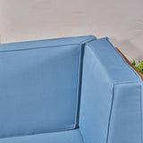 Outdoor Sectional Love Seat Set with Coffee Table - 3-Piece 2-Seater - Acacia Wood - Outdoor Cushions - NH640703