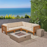 Outdoor V-Shaped Sectional Sofa Set with Fire Pit - NH960703