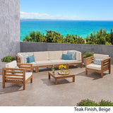 Outdoor 6 Seater Acacia Wood Sofa Chat Set - NH464803