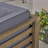 Outdoor V-Shaped Sectional Sofa Set - 5-Seater - Acacia Wood - Outdoor Cushions - NH460703
