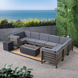 Outdoor U-Shaped Sectional Sofa Set with Fire Pit - NH790703