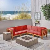 Outdoor V-Shaped Sectional Sofa Set with Fire Pit - NH960703