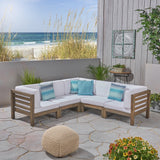 Outdoor V-Shaped Sectional Sofa Set - 5-Seater - Acacia Wood - Outdoor Cushions - NH460703