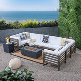 Outdoor U-Shaped Sectional Sofa Set with Fire Pit - NH790703
