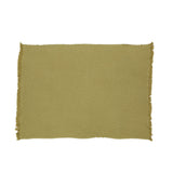Contemporary Cotton Throw Blanket with Fringes, Olive - NH893903