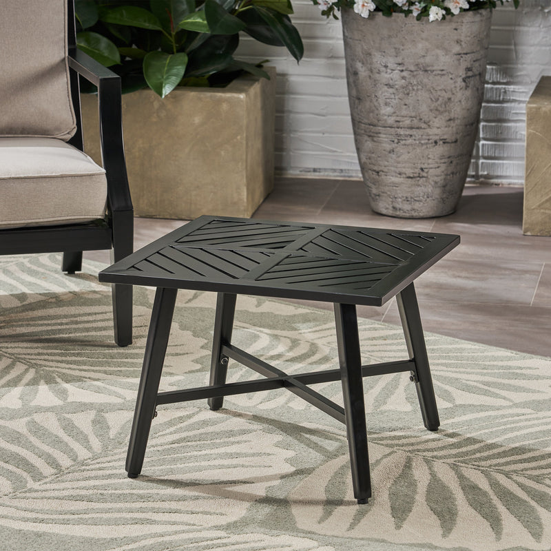 Outdoor Aluminum Side Table, Matte Black - NH453803