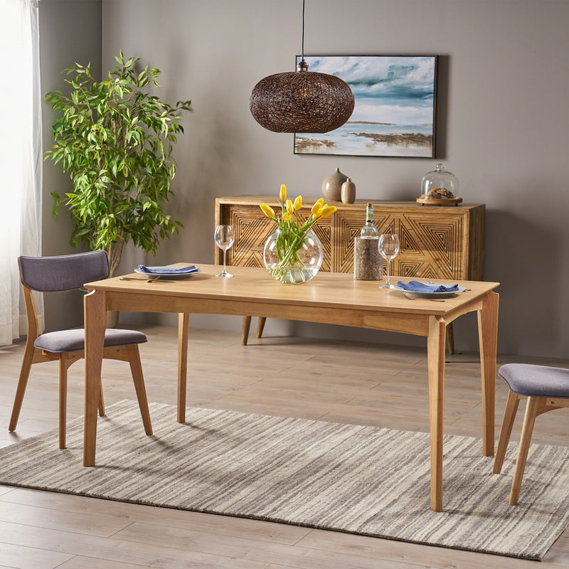 Mid-Century 6-Seater Rubberwood Dining Table with Walnut Veneer Table Top - NH764703