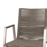 Outdoor Modern 6 Seater Aluminum Dining Set with Tempered Glass Top - NH258013