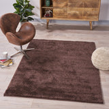 Indoor Modern 5'3" x 7'3" Rectangular Shag Area Rug, Brown - NH371603