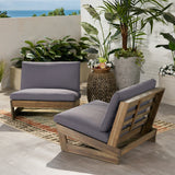 Outdoor Acacia Wood Club Chairs with Cushions (Set of 2) - NH160013