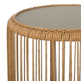 Outdoor Wicker Side Table with Tempered Glass Top - NH074013