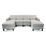 Contemporary Fabric Chaise Sectional with Button Accents - NH113803