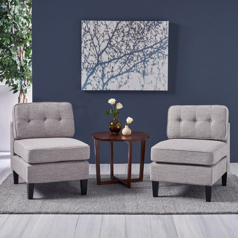 Fabric Slipper Chairs with Button Accents (Set of 2) - NH303803