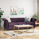 Chesterfield Tufted Microfiber Sofa with Scroll Arms - NH207703