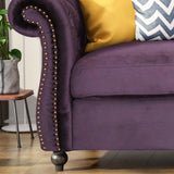 Chesterfield Tufted Microfiber Sofa with Scroll Arms - NH207703